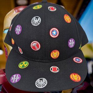 Iron Man 3 Hat Marvel One Size Acrylic Wool Blend Black Embroidered Patch CAP
